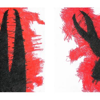 「"Defences"」というタイトルの絵画 Giulio Benattiによって, オリジナルのアートワーク, パステル