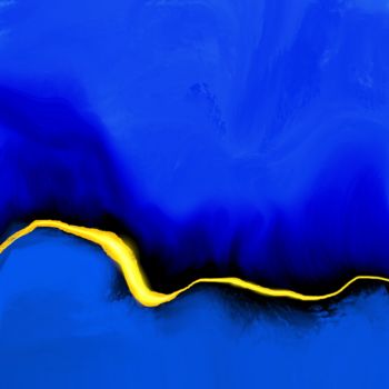 Digital Arts titled "Yellow Line - 1" by Cila, Original Artwork, Digital Painting