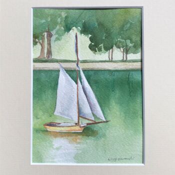 "Sailing away" başlıklı Tablo Krystyna Szczepanowski tarafından, Orijinal sanat, Suluboya Karton üzerine monte edilmiş