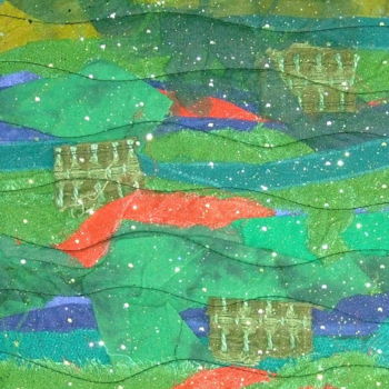 Art textile intitulée "Ruines romaines" par Jean Pierre Avonts-Saint-Lager, Œuvre d'art originale, Tissu Monté sur Carton
