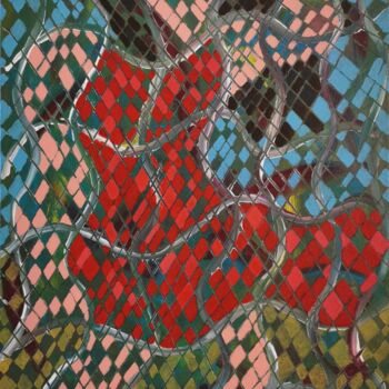 Painting titled "Ramblin' Rose" by Luís Bastos, Original Artwork, Acrylic Mounted on Wood Stretcher frame