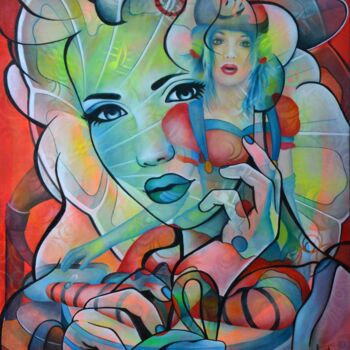 Peinture intitulée "l'espace d'un refra…" par Jeannette Guichard-Bunel, Œuvre d'art originale, Huile Monté sur Châssis en bo…