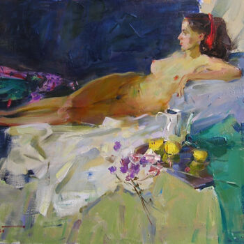 Painting titled "Nude" by Serhii Kovalenko, Original Artwork, Oil