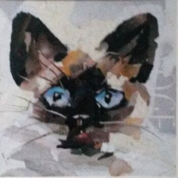 Collages intitulée "Chats petits formats" par Dana, Œuvre d'art originale, Collages