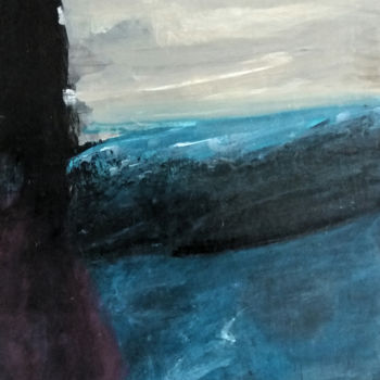 Painting titled ""Contrée d'aucun Ho…" by Denis Bi Assira, Original Artwork, Ink Mounted on Cardboard