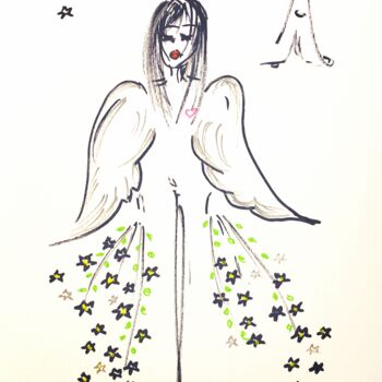 Zeichnungen mit dem Titel "cueillir les plus j…" von Caroline Montigneaux, Original-Kunstwerk, Marker