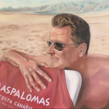 Painting titled ""Horizon Lointain"" by Olivier Rose, Original Artwork, Oil Mounted on Wood Stretcher frame