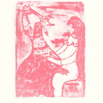 Gravures & estampes intitulée "Leda und der Schwan" par Andreja Soleil, Œuvre d'art originale, Lithographie
