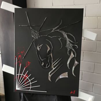 Painting titled "Horse" by Giorgos Papadopoulos (A. Gio), Original Artwork, Metals