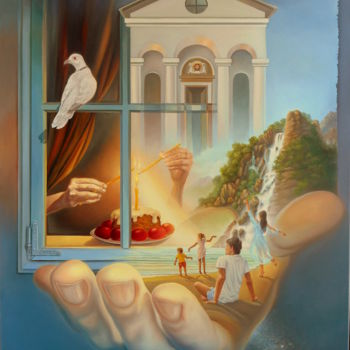 Pintura intitulada "Nihil sine Deo" por Gyuri Lohmuller, Obras de arte originais, Óleo