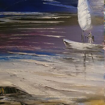 Painting titled "Evening reflect" by Pascal Jung, Original Artwork, Oil