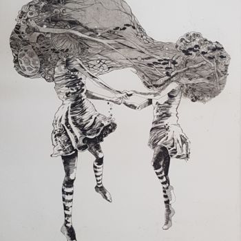 Gravures & estampes intitulée "Sinking 1" par Rong Guo, Œuvre d'art originale, Gravure