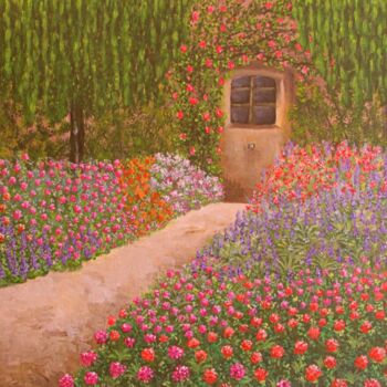 「El jardín」というタイトルの絵画 Fabiana Iglesiasによって, オリジナルのアートワーク, アクリル ウッドストレッチャーフレームにマウント