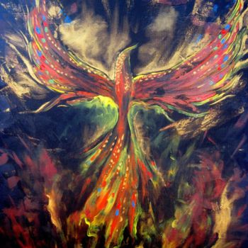 Pintura titulada "Fire Bird" por Yeyaiel, Obra de arte original, Oleo