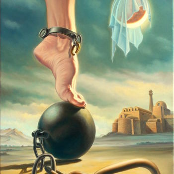 Pintura intitulada "Unchaining" por Gyuri Lohmuller, Obras de arte originais, Óleo Montado em Armação em madeira