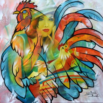 Peinture intitulée "Roule ma poule..."" par Jeannette Guichard-Bunel, Œuvre d'art originale, Huile