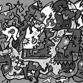 Digital Arts titled "Cherche la vache 7" by Bruno Antony-Thouret (bruno antony), Original Artwork, Digital Painting