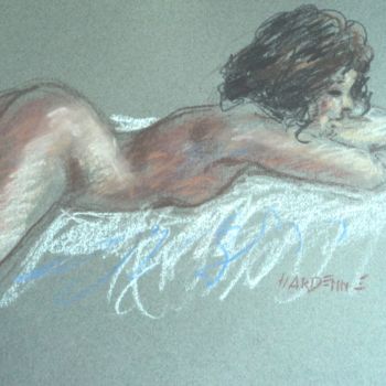 Dessin intitulée "Songeuse" par Claude Hardenne, Œuvre d'art originale, Pastel