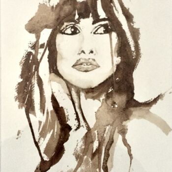 Painting titled "Aquarelle femme N°5" by Philippe Metayer, Original Artwork, Watercolor Mounted on Other rigid panel