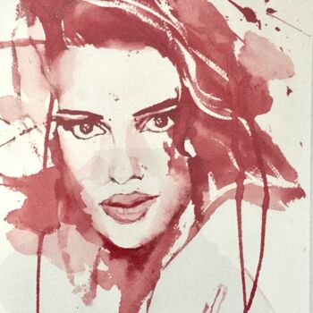 Painting titled "Aquarelle femme N°6" by Philippe Metayer, Original Artwork, Watercolor Mounted on Other rigid panel