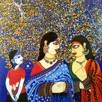 Pittura intitolato "Brahmin Innocence G…" da Joyanto Deb, Opera d'arte originale, Acrilico