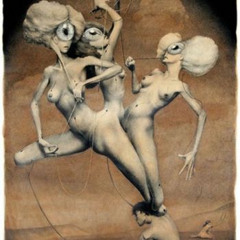 Painting titled "MOIRAI" by Dmitry Vorsin, Original Artwork, Ink