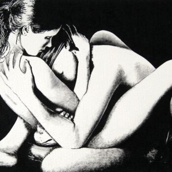 Malarstwo zatytułowany „Fifty shades of grey” autorstwa Anita Burnaz, Oryginalna praca, Atrament