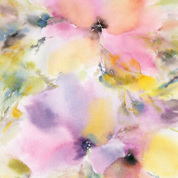 Malerei mit dem Titel "Watercolor floral p…" von Olya Grigorevykh, Original-Kunstwerk, Aquarell