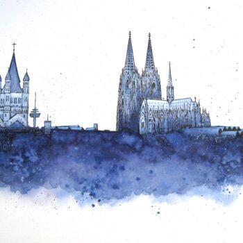 제목이 "Skyline Cologne"인 미술작품 Anita Burnaz로, 원작, 수채화