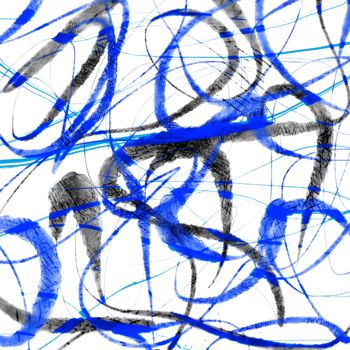 Digital Arts titled "Good Vibes - Blue" by Cila, Original Artwork, Digital Painting