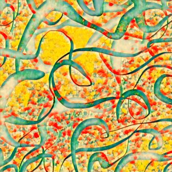 Digital Arts titled "Champ de Fleurs - 3" by Cila, Original Artwork, Digital Painting