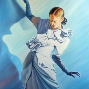 「Vogue」というタイトルの絵画 Gyuri Lohmullerによって, オリジナルのアートワーク, オイル ウッドストレッチャーフレームにマウント