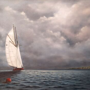 Painting titled "''Cloudy monday''." by Zigmars ''Sigmar'' Grundmanis, Original Artwork, Oil