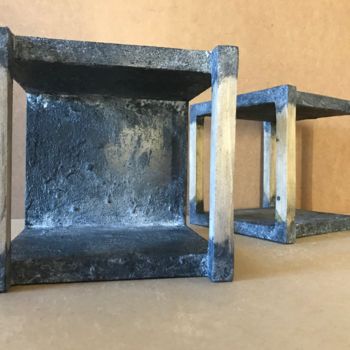 Γλυπτική με τίτλο "Memory boxes - Dipt…" από Cubic Or Not Cubic, Αυθεντικά έργα τέχνης, Ξύλο