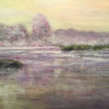 Malerei mit dem Titel "Un lac en hiver" von Anne Vignau, Original-Kunstwerk, Acryl