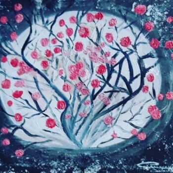 Peinture intitulée "Roses d'un soir ." par Geneviève  Vacca-Giachero, Œuvre d'art originale, Huile Monté sur Châssis en bois