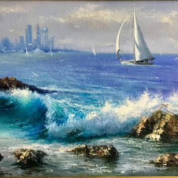 Painting titled "Морской пейзаж  Sea…" by Vladimer Sharashidze (Lado Sharashidze), Original Artwork, Oil