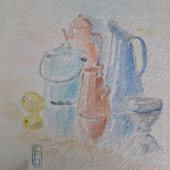 Peinture intitulée "Nature morte matina…" par Elisabeth Fabre Derulliere, Œuvre d'art originale, Aquarelle