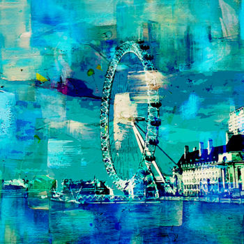 Malarstwo zatytułowany „The Millennium Wheel” autorstwa Anil Kumar, Oryginalna praca, Akryl Zamontowany na Drewniana rama no…