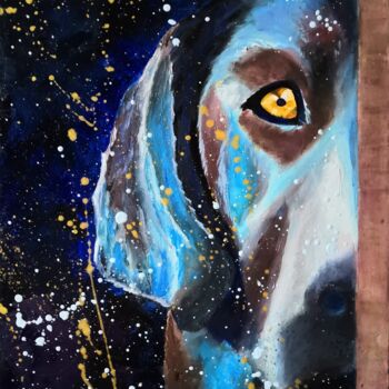 Ζωγραφική με τίτλο "Magic Dog" από Liudmyla Riabkova, Αυθεντικά έργα τέχνης, Λάδι