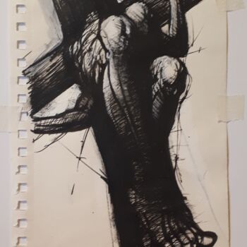 「Cruci-Fiction 30x24…」というタイトルの描画 Claude Duvauchelleによって, オリジナルのアートワーク, マーカー