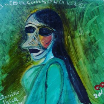 Peinture intitulée "L'inconsolable." par Geneviève  Vacca-Giachero, Œuvre d'art originale, Huile Monté sur Châssis en bois