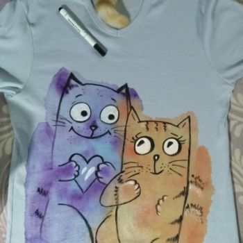 Textielkunst getiteld "Painting t-shirts.…" door Tatiana Shirova, Origineel Kunstwerk, Acryl