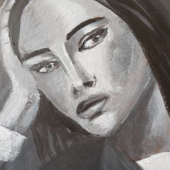 Malarstwo zatytułowany „Portrait 1” autorstwa Annick Fournier, Oryginalna praca, Akryl