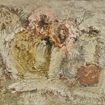 Peinture intitulée "Les deux roses (+ s…" par Dominique Bertrand, Œuvre d'art originale, Huile