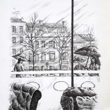 Painting titled "Inclémence" by Jean-Paul Ramon, Original Artwork, Ink