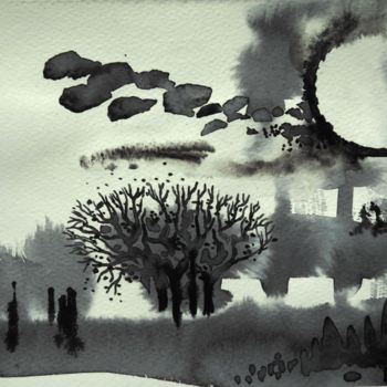 Peinture intitulée "Dialogue - encres m…" par Clau Redier-Clément, Œuvre d'art originale, Encre