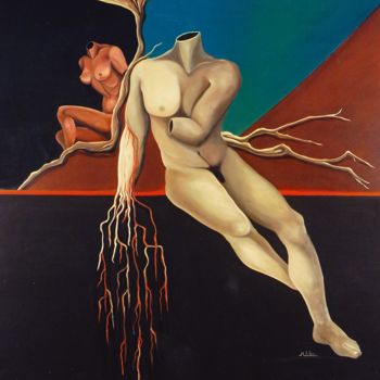 Schilderij getiteld "Διάσταση" door Lilian Manolakaki (lm artist), Origineel Kunstwerk, Olie