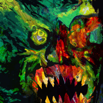 数字艺术 标题为“Eater of Wayward So…” 由Barry Farley Visual Arts, 原创艺术品, 数字油画 安装在其他刚性面板上