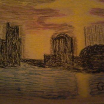 Drawing titled "la Rochelle dans la…" by Ludovic Grumel, Original Artwork, Pencil